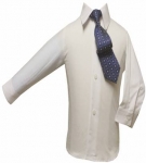 Boys Shirt w/ Tie and Hanky-(White/Navy)